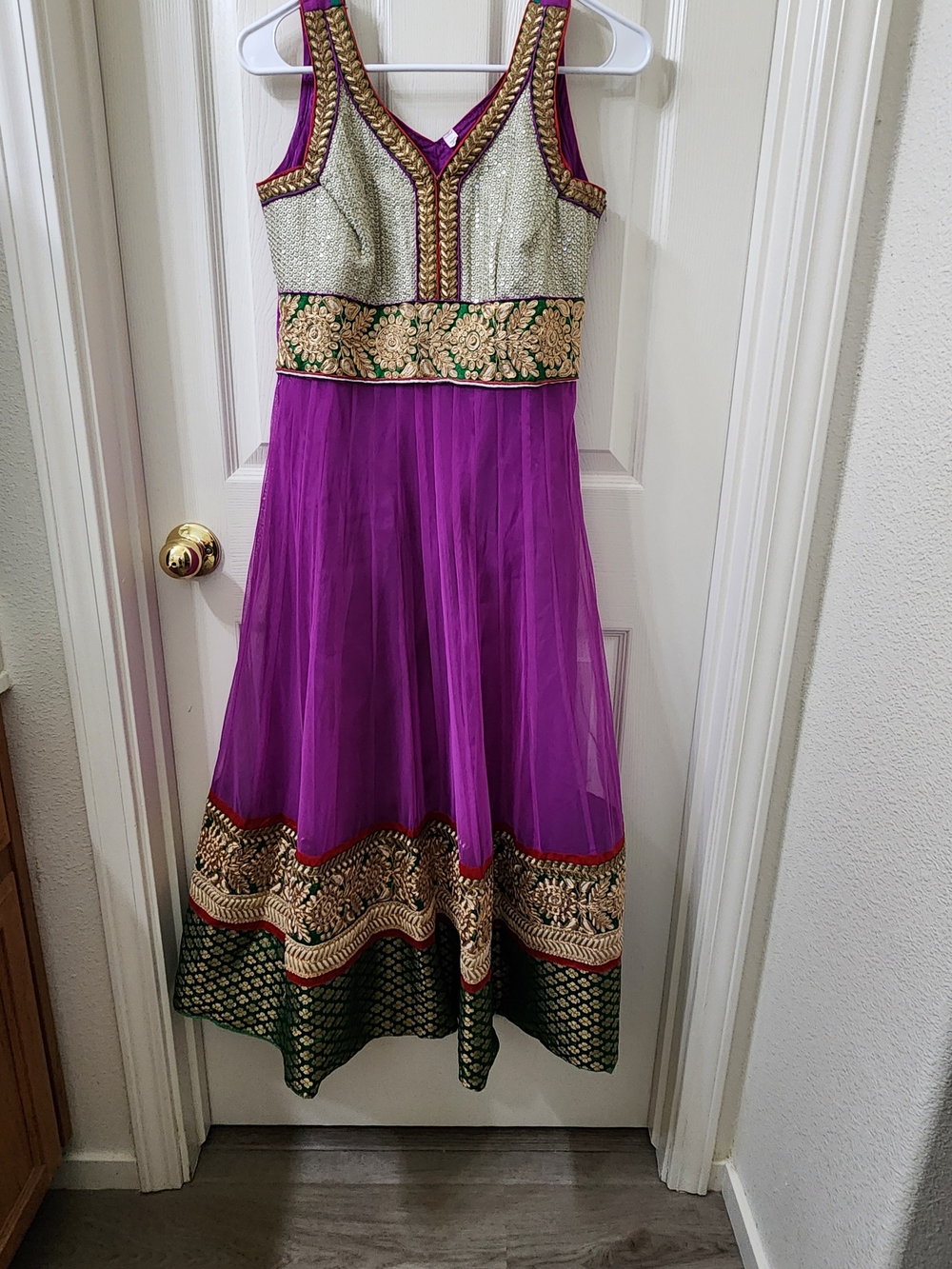 Anarkali Purple & Gold Dress